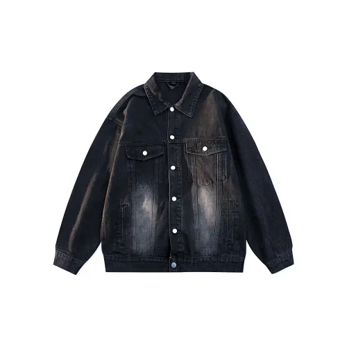 SZSX Denim Jackets Unisex Distressed White/Black