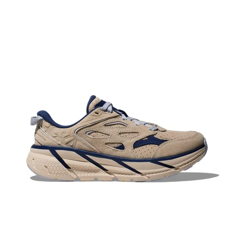 HOKA ONE ONE Clifton L Suede Oat Milk Bellwether Blue-1