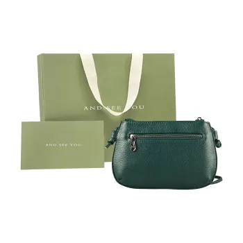 ANDSEEYOU Cow Leather Crossbody Bag Regular Women's Green Black