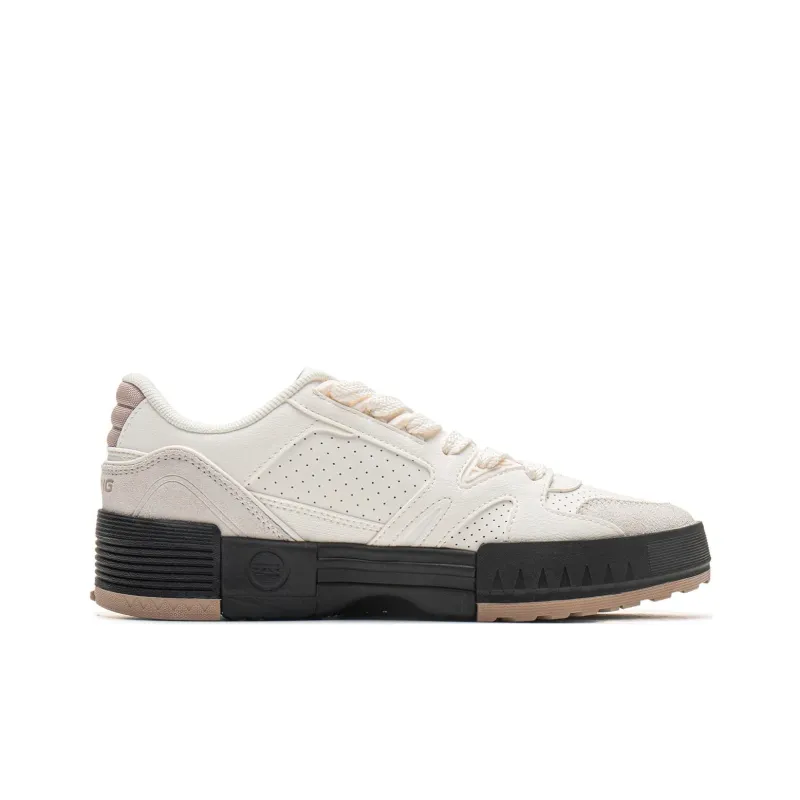 LiNing Li Cheng Cushioning Wear Resistant Low Top Skateboard Shoes Women's Mist White-1