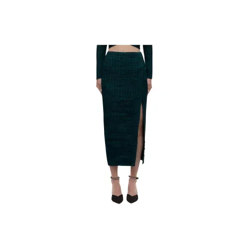 Self-portrait Casual Long Skirts Women's Green Mix