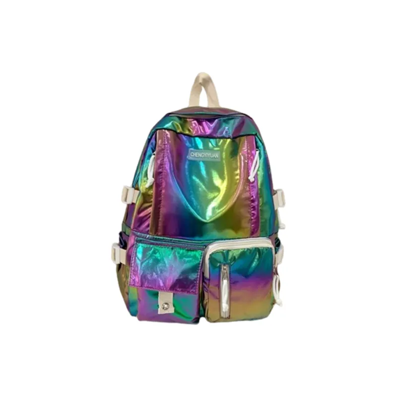 MOK Laser PU Backpack Unisex Ecru/Fuchsia/Light Green/Pink-3