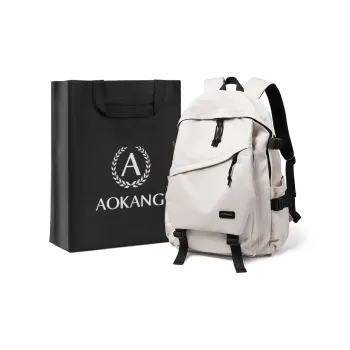 AOKANG Fabric Backpack, Laptop Bag, Travel Bag Large Size Unisex Ecru/Classic Black/Burgundy