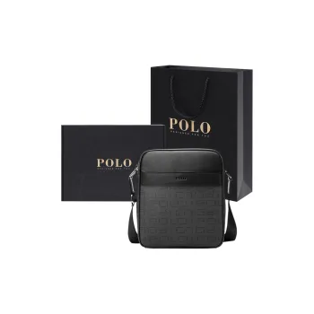POLO PVC Shoulder Bag Medium Size Men's Dark Gray & Black