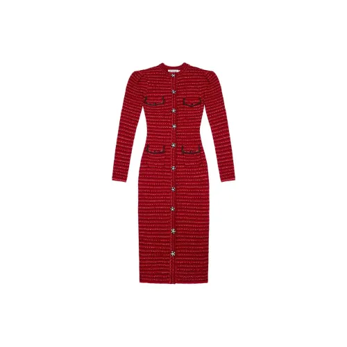 Self portrait Long Sleeved Dresses Women's Burgundy