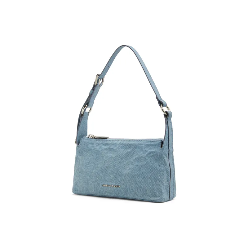 CHARLES&KEITH Fabric Shoulder Bag Trumpets Women's Dark Denim Blue-1