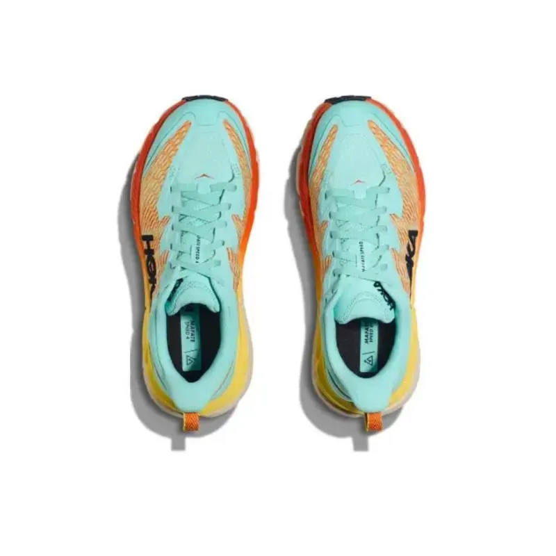 HOKA ONE ONE Mafate Speed 4 Anti-Slip Wear-Resistant Low-Top Casual Running Shoes Men's Green Orange-2