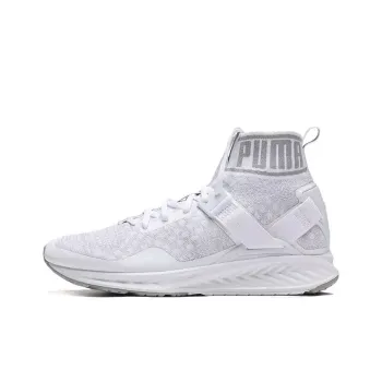 PUMA Ignite Evoknit Anti Slip Wear Resistant Breathable Lightweight High Top Casual Shoes Women's White Gray