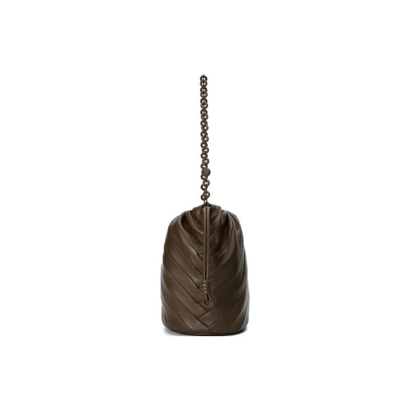 LOEWE Soft Nappa Sheep Leather Bucket Bag Handbag Shoulder Bag Medium Size Women's Chocolate-4