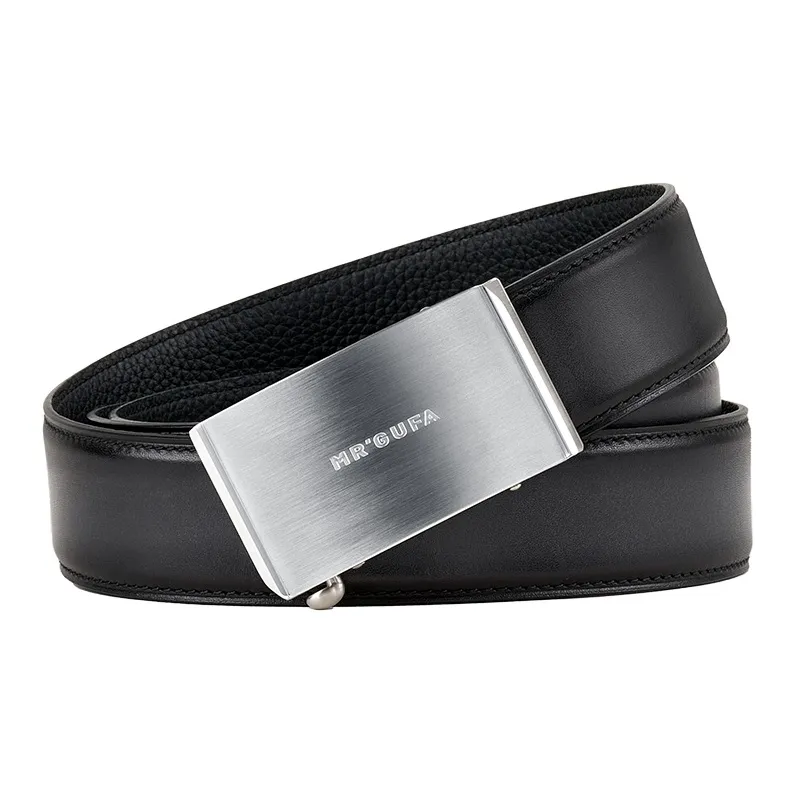 MR'GUFA Stainless Steel Automatic Buckle Genuine Leather Leather Belts Men's 3.5cm-2