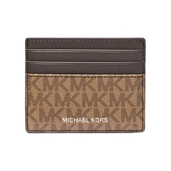 MICHAEL KORS Greyson Canvas Card Holder Men's Black Brown