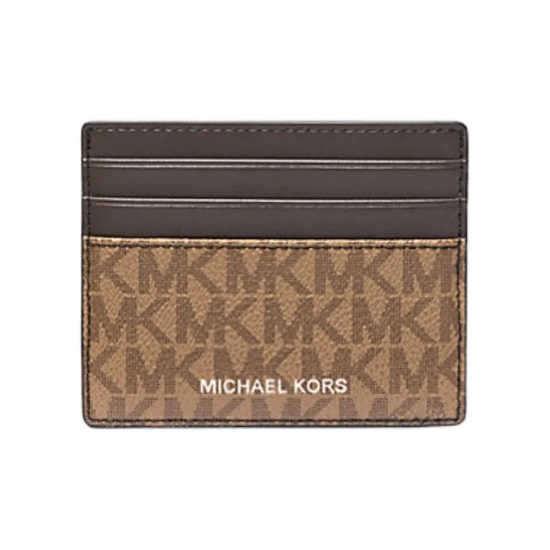 MICHAEL KORS Greyson Canvas Card Holder Men's Black Brown-0