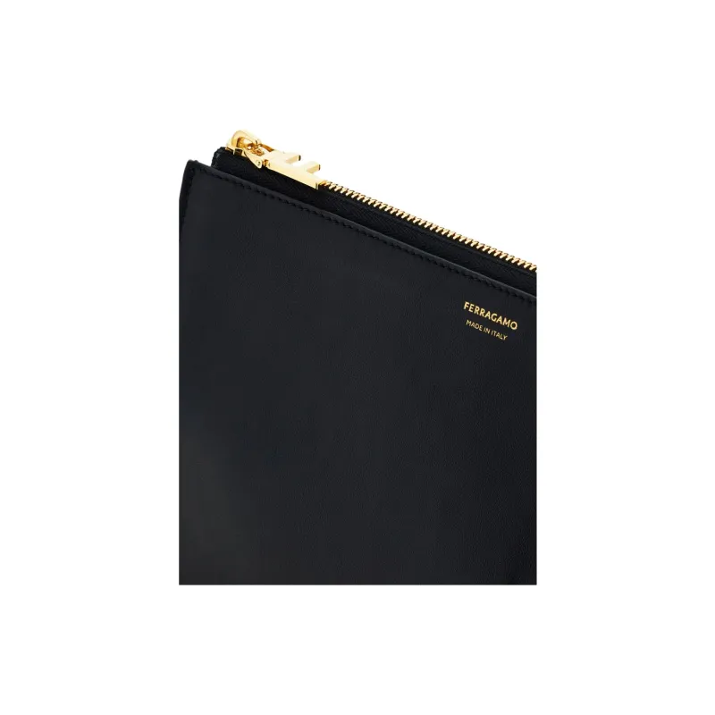 FERRAGAMO Calfskin Clutch Women's Black-3