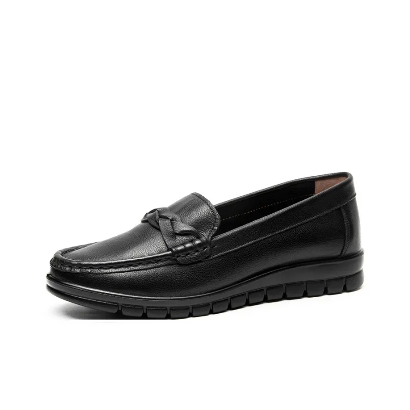 AOKANG Gommino Loafers Women's Ecru, Black-6