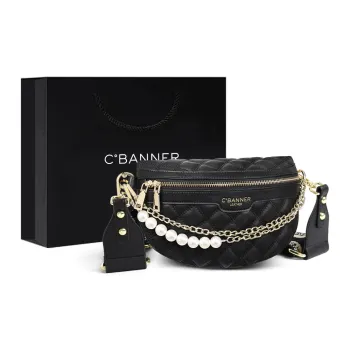 C°BANNER Cow Leather With Synthetic Leather Saddle Bag, Shoulder Bag Women's Black