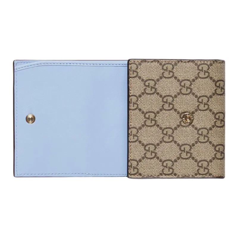 GUCCI Canvas With Leather Trim Wallet Women's Light Pink/Black Walnut-3