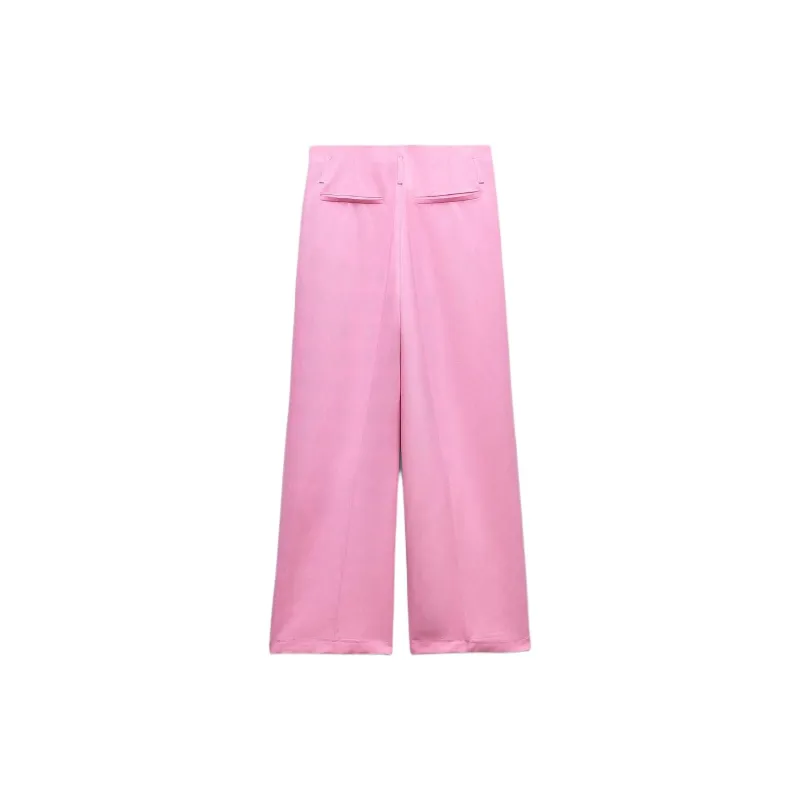 ZARA Casual Pants Women's Light Pink Red-1