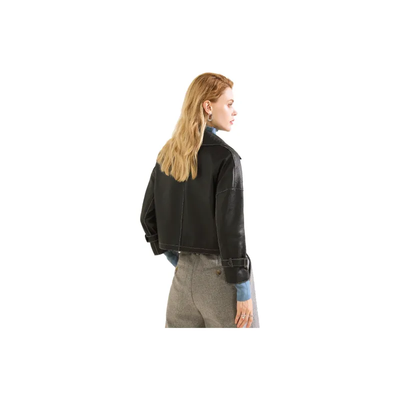 FORTEI Leather Jacket Women's Black-1