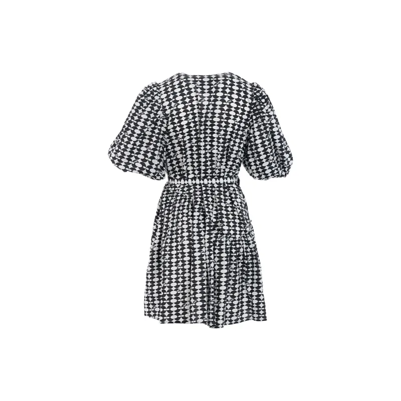 JESSYLINE Short Sleeved Dress Women's Black White-1