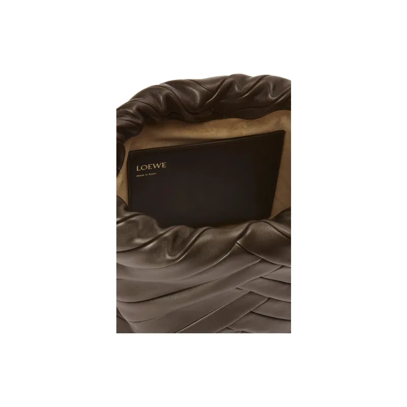 LOEWE Soft Nappa Sheep Leather Bucket Bag Handbag Shoulder Bag Medium Size Women's Chocolate-9