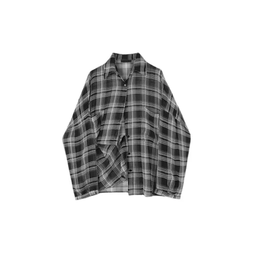 SUNSUNTOWN Shirts Women's Black/White Plaid Fabric