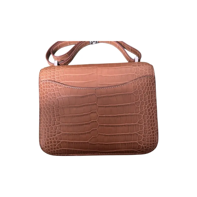 HERMES Constance Matte Crocodile Leather Shoulder Bag Crossbody Bag Women's 37 Gold Brown-1