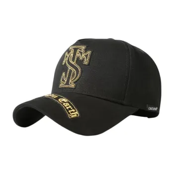 CACUSS Junior Cotton Baseball Caps Unisex Black Gold Text/Black Black Text/Black Silver Text
