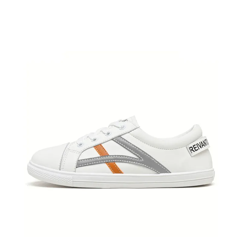 Reivanti Slip Resistant Skateboard Shoes Women's White Orange-0