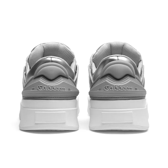 Cabbeen Preppy Round Head Wear-Resistant Height Increasing Low-Top Skateboard Shoes 5cm Men's Silver-4