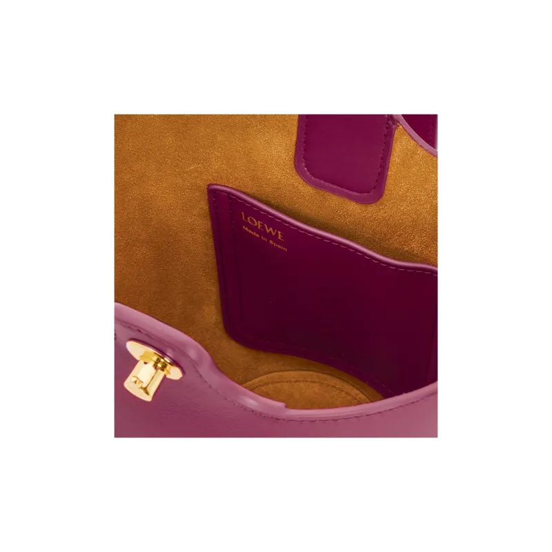 LOEWE Bucket Series Soft Cow Leather Bucket Bag, Shoulder Bag, Crossbody Bag, Handbag Mini Women's Crimson-5