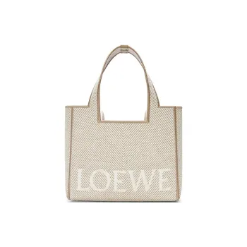 LOEWE Font Tote Canvas Canvas Bag Tote Bag Shopping Bag Handbag Small Size Women's Linen Original