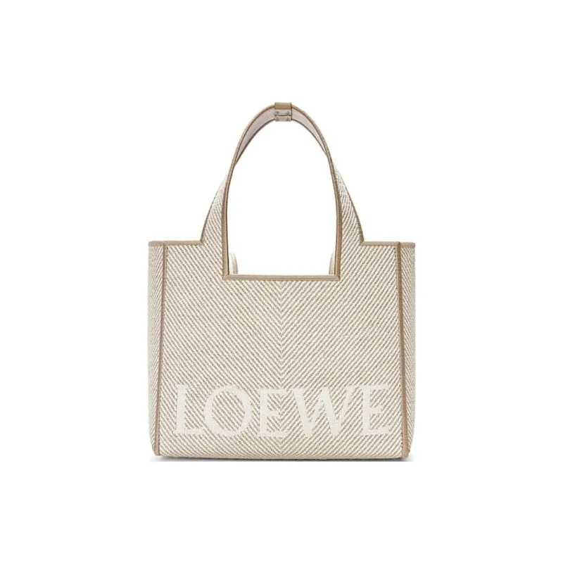 LOEWE Font Tote Canvas Canvas Bag Tote Bag Shopping Bag Handbag Small Size Women's Linen Original-0