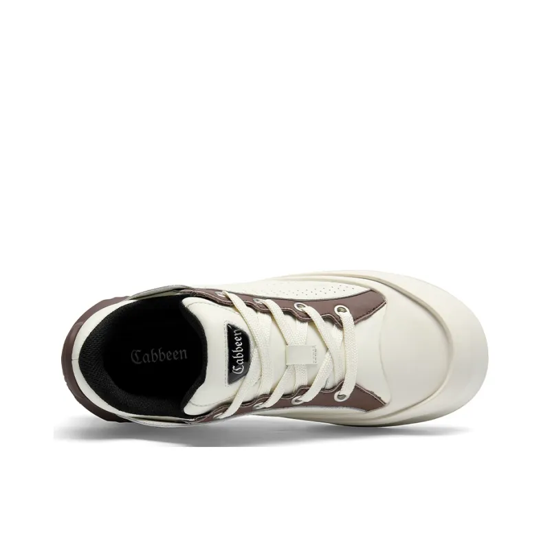 Cabbeen Preppy Round Head Wear-Resistant Height Increasing Low-Top Skateboard Shoes 5cm Men's Silver-14