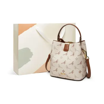 15 MINS PVC Handbag Crossbody Bag Bucket Bag Medium Size Women's Ecru/Coffee