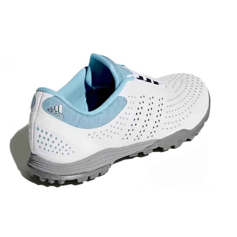 Adidas Adipure Anti-Slip Wear-Resistant Low-Top Golf Shoes Women's White Blue-3