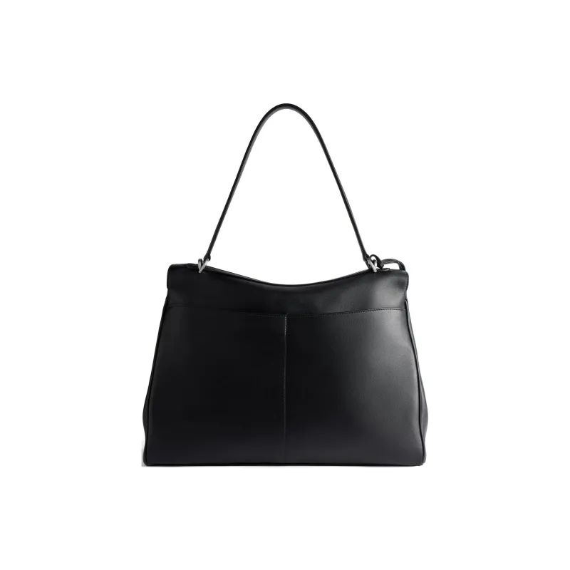 Balenciaga Calfskin One Shoulder Handbag Tubas Women's Black-4