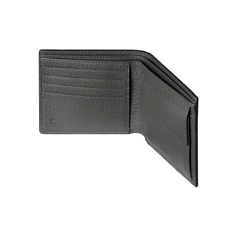 GUCCI Grain Leather Coin Purse Men's Gray-3