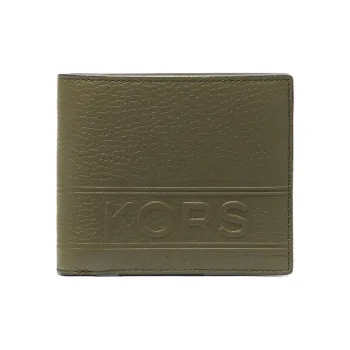 MICHAEL KORS Hudson Eggstone Grain Leather Wallet Men's Olive Green