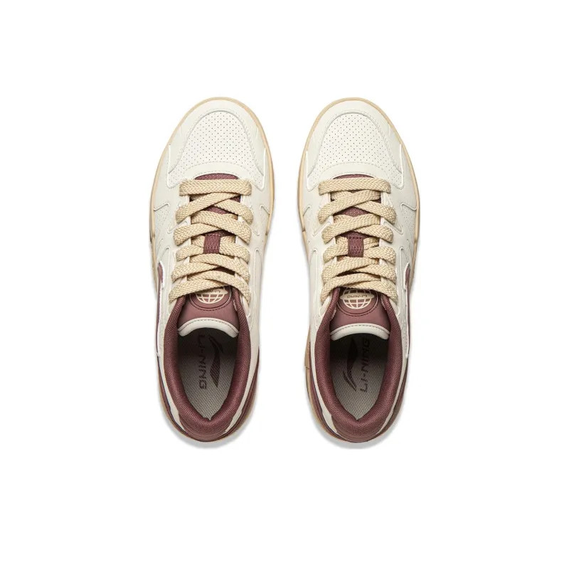 LiNing Li Cheng Slip-Resistant Cushioning Wear-Resistant Low-Top Skateboard Shoes Men's White Umber-3