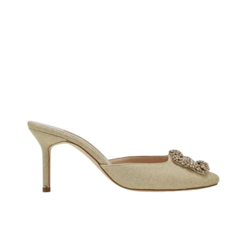 MANOLO BLAHNIK Wrap-toe Slippers Women's Yellow-1
