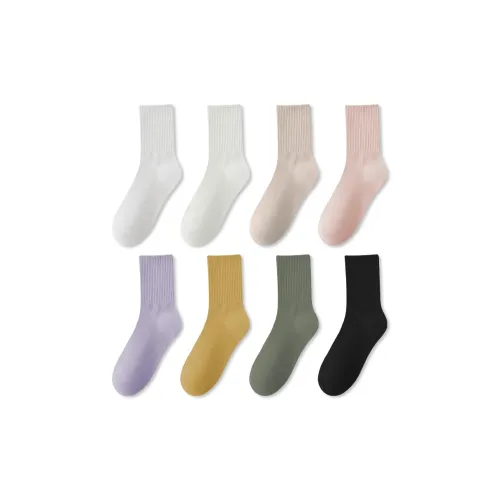 Mulong Family Mid-Calf Socks Women's 8 Pack Mixed Color