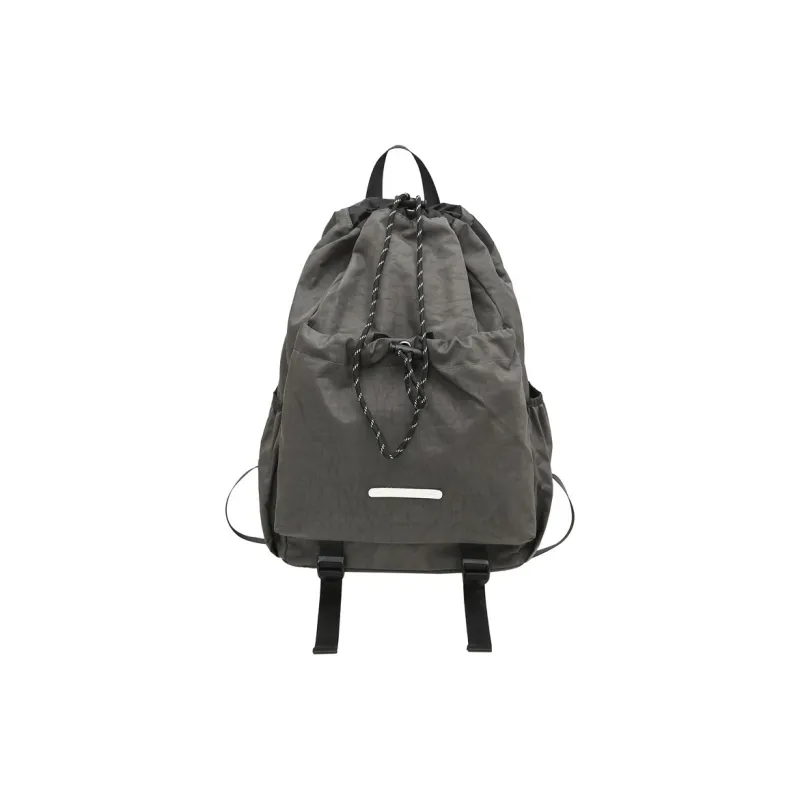 Huangmu Nylon Student Backpack Regular Unisex Black/Gray-3