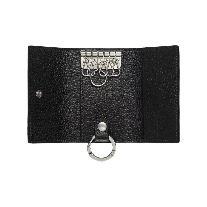 GUCCI Grained Leather Key Pouch Men's Black-3