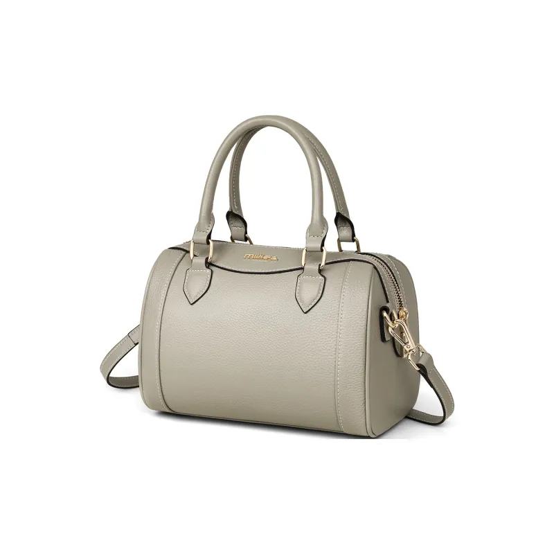 MILLIE'S Cow Leather With Synthetic Leather Handbag, Shoulder Bag, Boston Bag Regular Women's Black/Gray-12