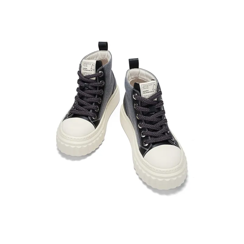 FAIRWHALE High-Top Canvas Shoes Men's Charcoal Black/Mint Mambo Green-3