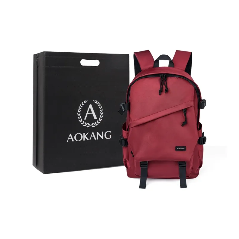 AOKANG Fabric Backpack, Laptop Bag, Travel Bag Large Size Unisex Ecru/Classic Black/Burgundy-0