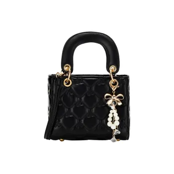 JANE KLAIN Synthetic Leather Lady Dior Bag, Shoulder Bag, Crossbody Bag, Handbag Regular Women's Black/White/Pink