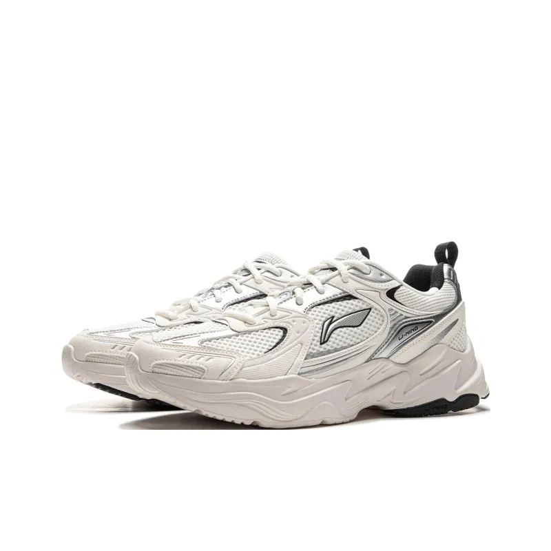 LiNing Meteor 2K Cushioning Anti-Slip And Wear-Resistant Support Low-Top Running Shoes Men's White Silver-2