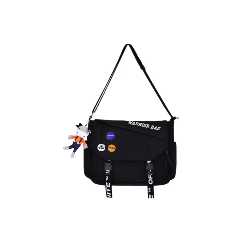 Warrior Nylon Crossbody Bag Regular Unisex Black/White-17