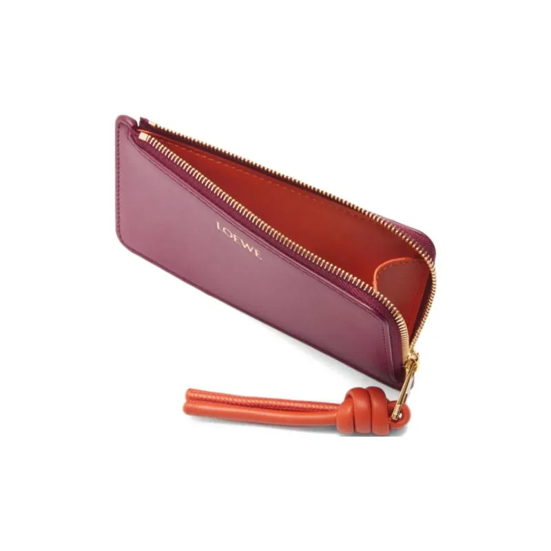 LOEWE Bright Nappa Leather Card Holder Women's Dark Red & Maple-2